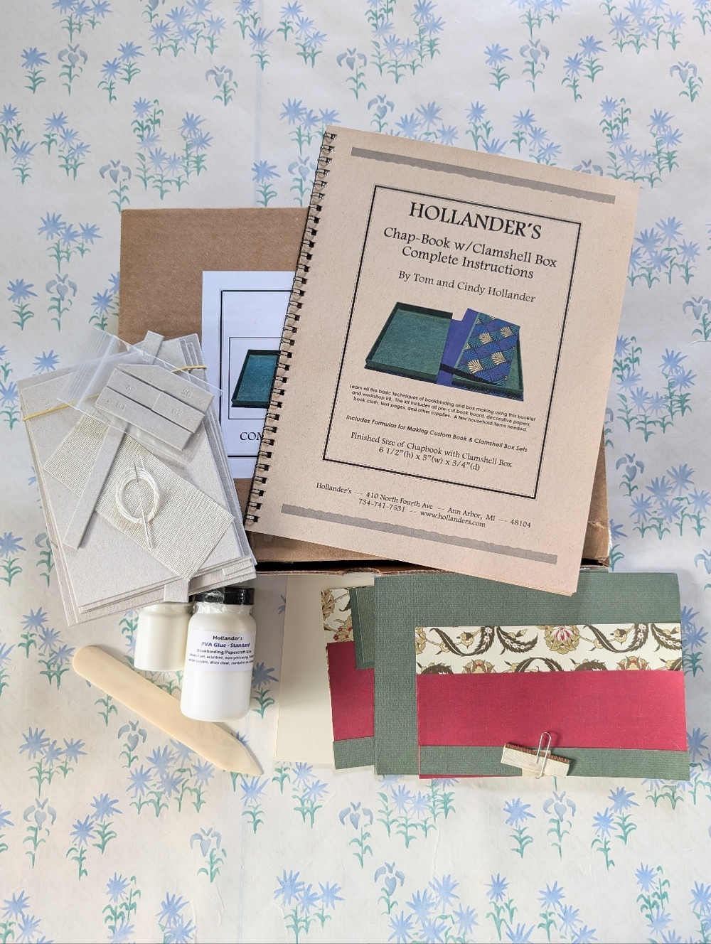 Hollander's Complete Chap-Book with Clamshell Box Kit NEW Red Green Bookbinding